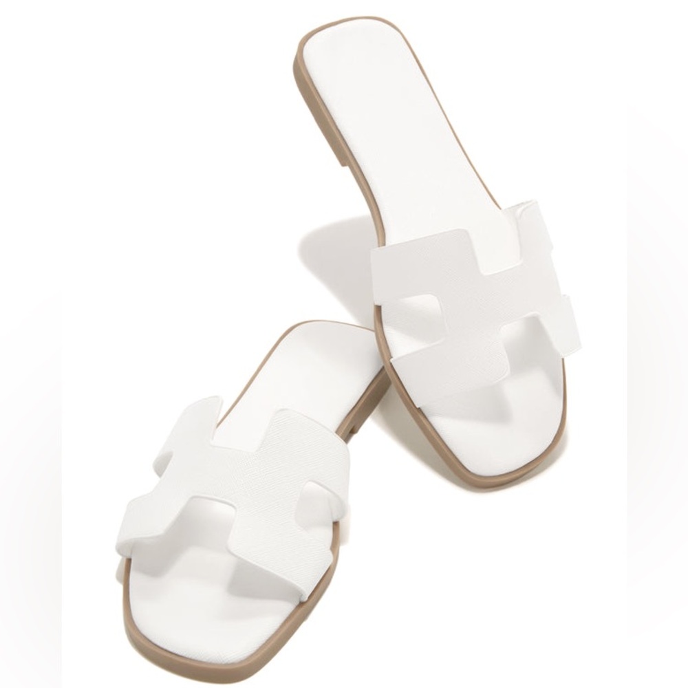 White Slide Sandals